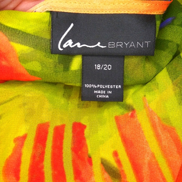 Lane Bryant Size 18/20 Sequin Trimmed Vibrant Tropical Floral Chiffon Blouse - Picture 8 of 10